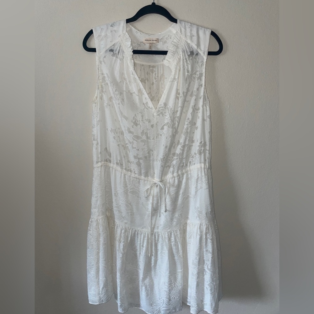 White Rebecca Taylor Spring Silk Lace Dress